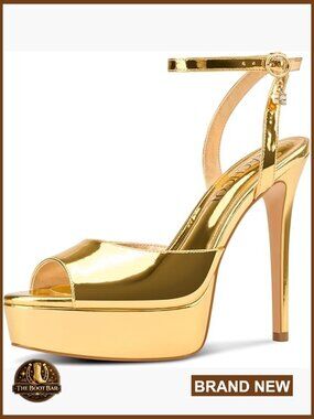 Platform High Heel Sandals Peep Toe Stiletto Ankle Strap Slingback 5.1 Inch